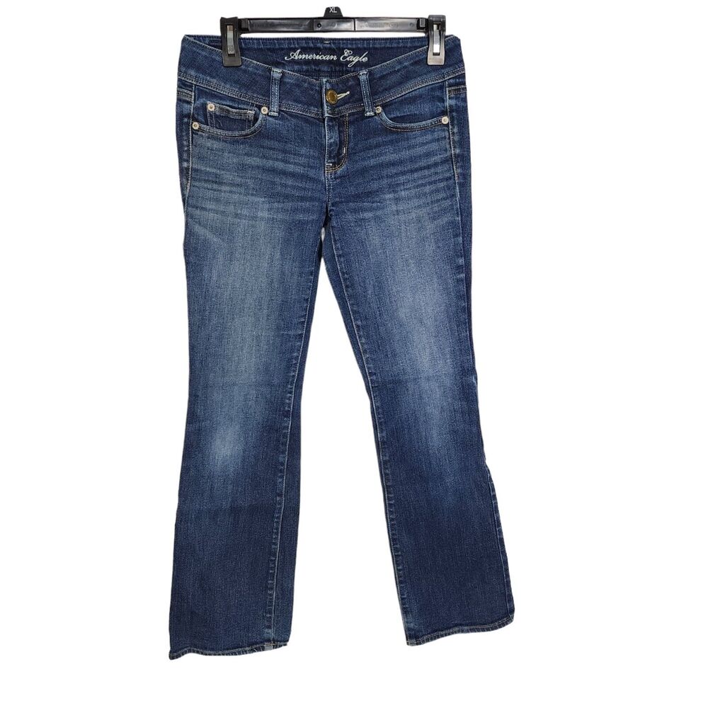 American Eagle Outfitters Womens Jeans Stretch Denim Size 4 Short Slim Boot AEO
